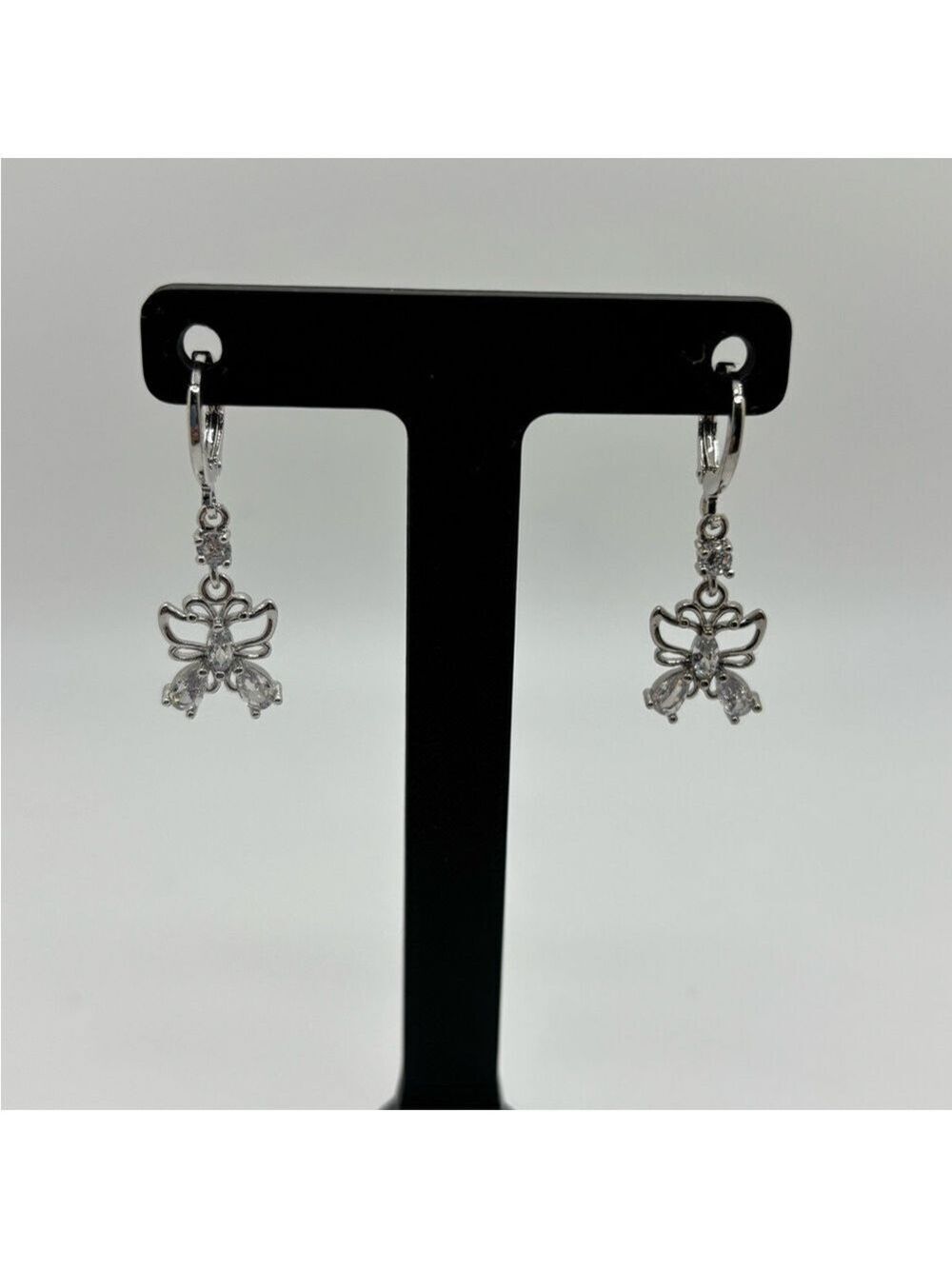 Silver Butterfly Dangle Earrings
